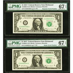 2017 $1 Repeater and Radar Serial Notes PMG 67EPQ