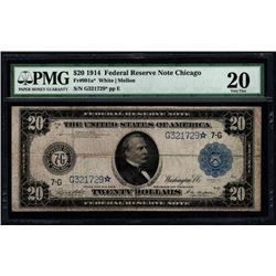 1914 $20 Chicago Federal Reserve STAR Note PMG 20