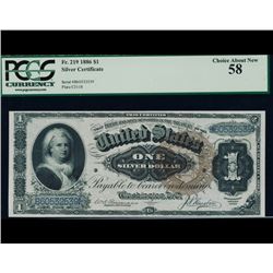 1886 $1 Martha Washington Silver Certificate PCGS 58