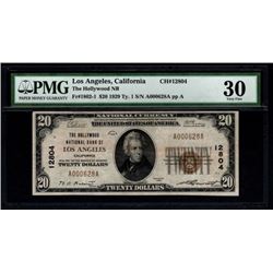 1929 $20 Los Angeles National Bank Note PMG 30