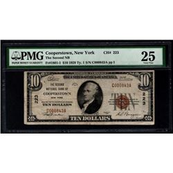 1929 $10 Cooperstown National Bank Note PMG 25