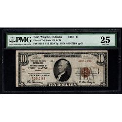 1929 $10 Fort Wayne National Bank Note PMG 25