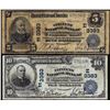 Image 1 : Set of 1902 PB $5/10 Citizens NB of Washington, PA CH# 3383 National Currency Notes