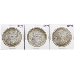 Lot of (3) 1889 $1 Morgan Silver Dollar Coins