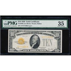 1928 $10 Gold Certificate PMG 35
