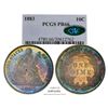 Image 1 : 1883 Proof Seated Liberty Dime Coin Arrows PCGS PR66 CAC Amazing Toning
