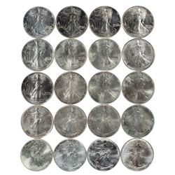 Roll of (20) Brilliant Uncirculated 1990-1995 $1 American Silver Eagle Coins