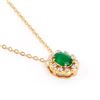 Image 2 : Plated 18KT Yellow Gold 1.00ct Green Agate and Diamond Pendant with Chain