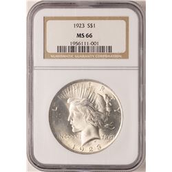 1923 $1 Peace Silver Dollar Coin NGC MS66