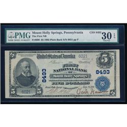 1902 $5 Mt Holy Springs National Bank Note PMG 30EPQ