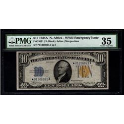 1934A $10 North Africa Silver Certificate STAR Note PMG 35EPQ