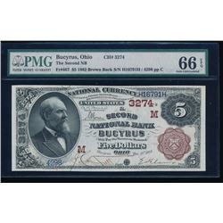 1882 $5 Bucyrus National Bank Note PMG 66EPQ