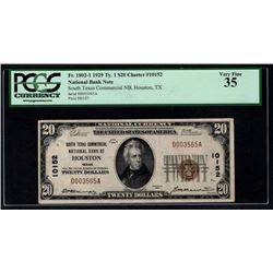 1929 $20 Houston National Bank Note PCGS 35