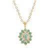 Image 1 : Plated 18KT Yellow Gold 1.00ctw Emerald and Diamond Pendant with Chain