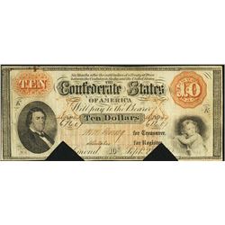 1861 $10 Confederate States of America Note