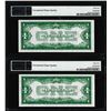 Image 2 : Lot of (2) Consecutive 1928A $1 Funnyback Silver Certificate Notes Fr.1601 PMG Choice Uncirculated 6
