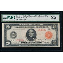 1914 $20 Red Seal Kansas City Federal Reserve Note PMG 25