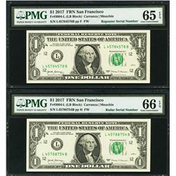 2017 $1 Repeater and Radar Serial Notes PMG