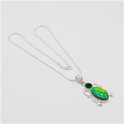 Lab Created 21.5ct Rainbow Opal Pendant