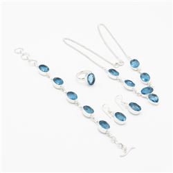 Lab Created Ladies Swiss Blue Topaz Jewelry Suite