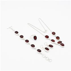 Beautiful 4 Piece Padpardsha Sapphire Jewelry Set