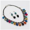 Image 1 : Certified Multi Color Onyx Necklace Earring Set