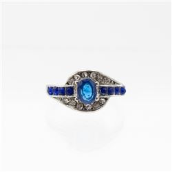 Lab Created Ladies Blue Sapphire White Gold Filled Ring