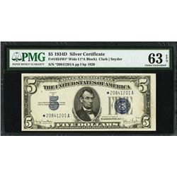 1934D $5 Silver Certificate STAR Note PMG 63EPQ