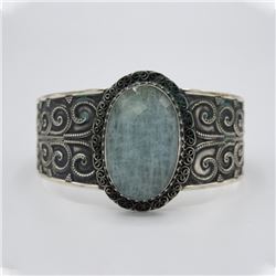 Natural 33ct Aquamarine Bangle Cuff Bracelet