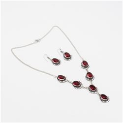 Lab Created Ruby Necklace And Earring Set