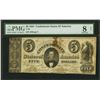 Image 1 : 1861 $5 Confederate States of America Note PMG 8NET