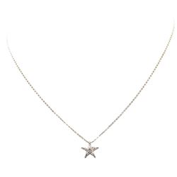 0.40 ctw Diamond Star Shaped Pendant with Chain - 14KT White Gold