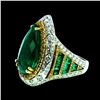 Image 2 : GIA 7.35ct NATURAL COLOMBIAN EMERALD 18K WHITE AND YELLOW GOLD RING