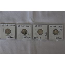 U.S.A. Ten Cent Coins (4)