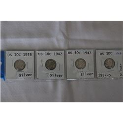 U.S.A. Ten Cent Coins (4)
