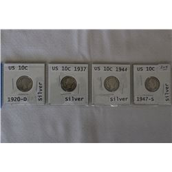 U.S.A. Ten Cent Coins (4)