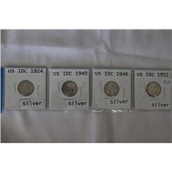 U.S.A. Ten Cent Coins (4)