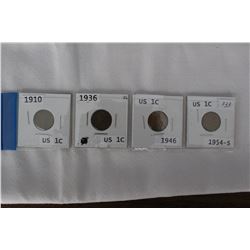 U.S.A. One Cent Coins (4)