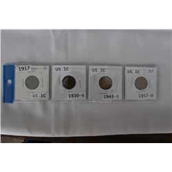 U.S.A. One Cent Coins (4)