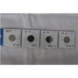 U.S.A. One Cent Coins (4)