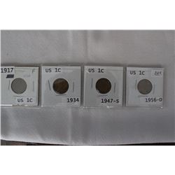 U.S.A. One Cent Coins (4)