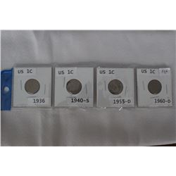 U.S.A. One Cent Coins (4)