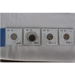 U.S.A. One Cent Coins (4)
