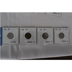U.S.A. One Cent Coins (4)
