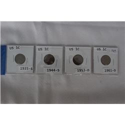 U.S.A. One Cent Coins (4)