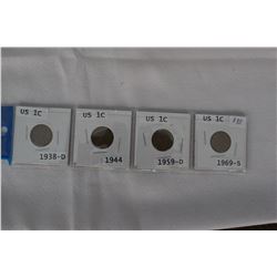 U.S.A. One Cent Coins (4)