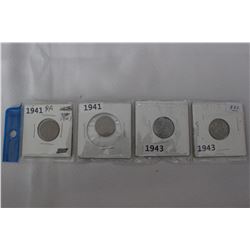 U.S.A. One Cent Coins (4)