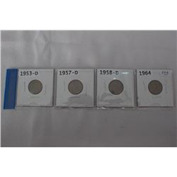 U.S.A. One Cent Coins (4)