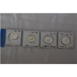 U.S.A. Twenty-five Cent Coins (4)