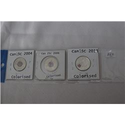 Canada Twenty-five Cent Coins (3)